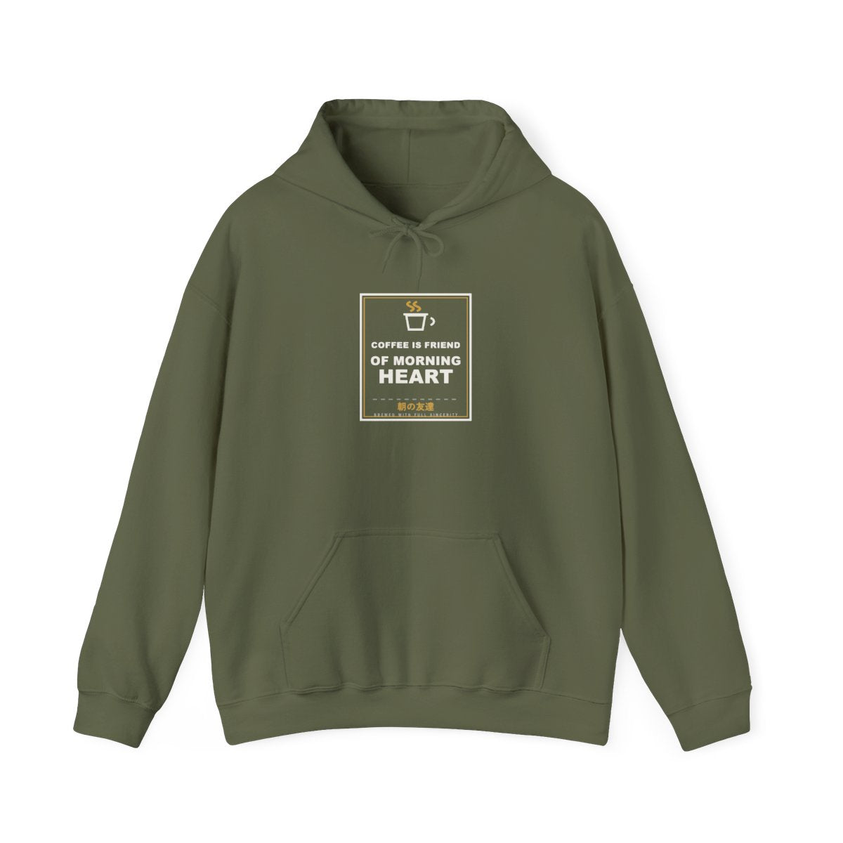 Coffee Is Friend Of Morning Heart Funny Anime Hoodie in Military Green
