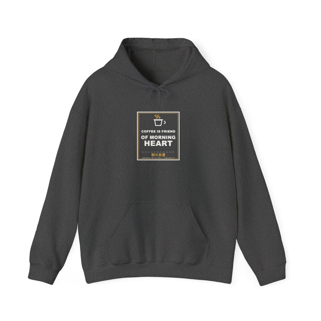 Coffee Is Friend Of Morning Heart Funny Anime Hoodie in Dark Heather