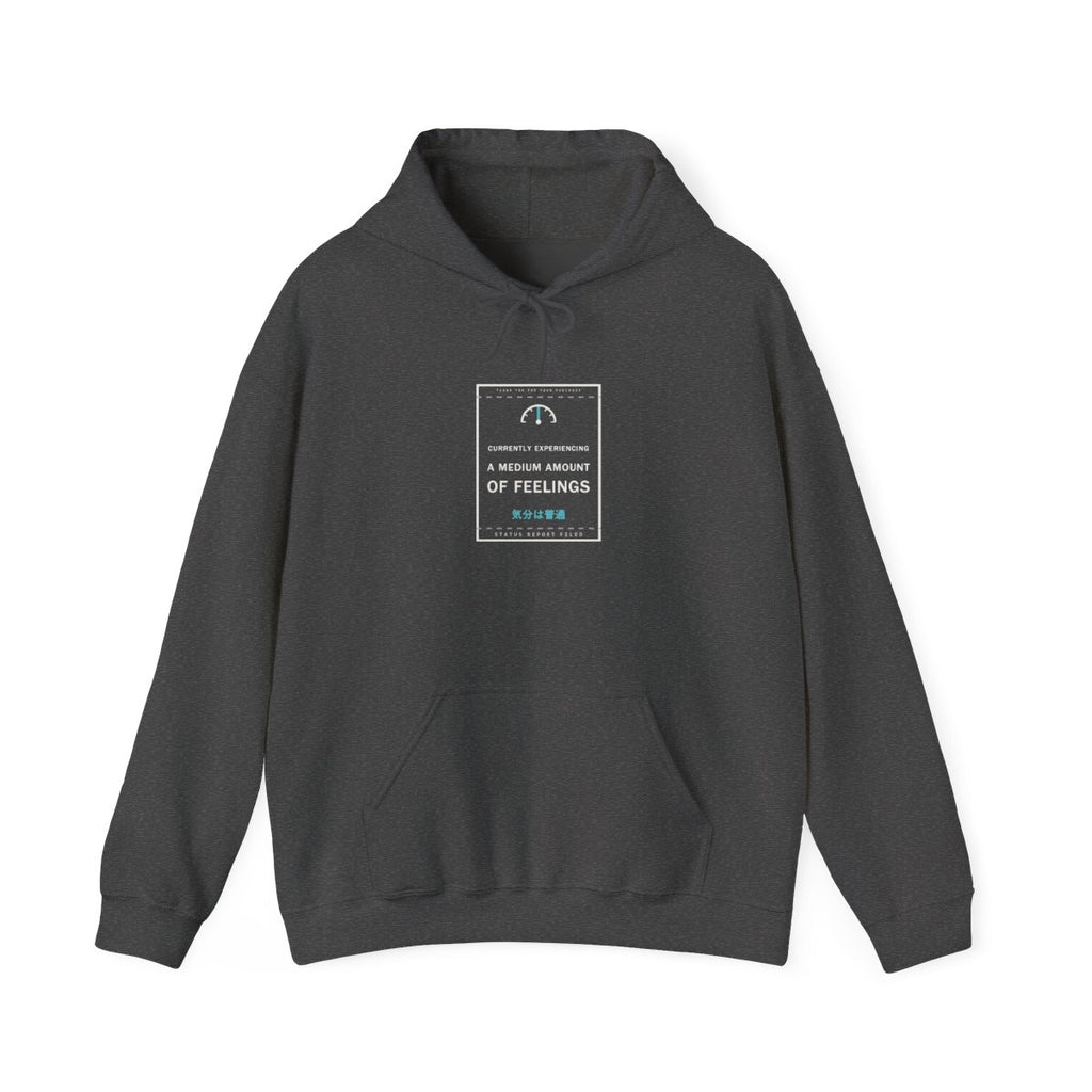 Currently Experiencing A Medium Amount Of Feelings Funny Anime Hoodie in Dark Heather