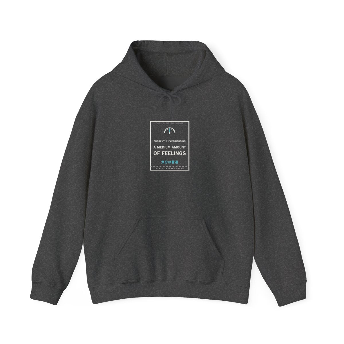 Currently Experiencing A Medium Amount Of Feelings Funny Anime Hoodie in Dark Heather