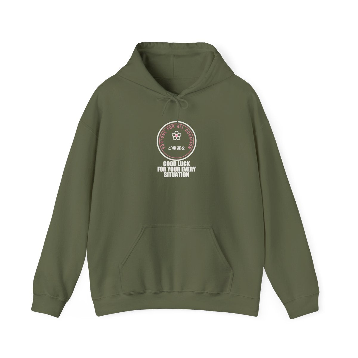 Good Luck For Your Every Situation Funny Anime Hoodie in Military Green