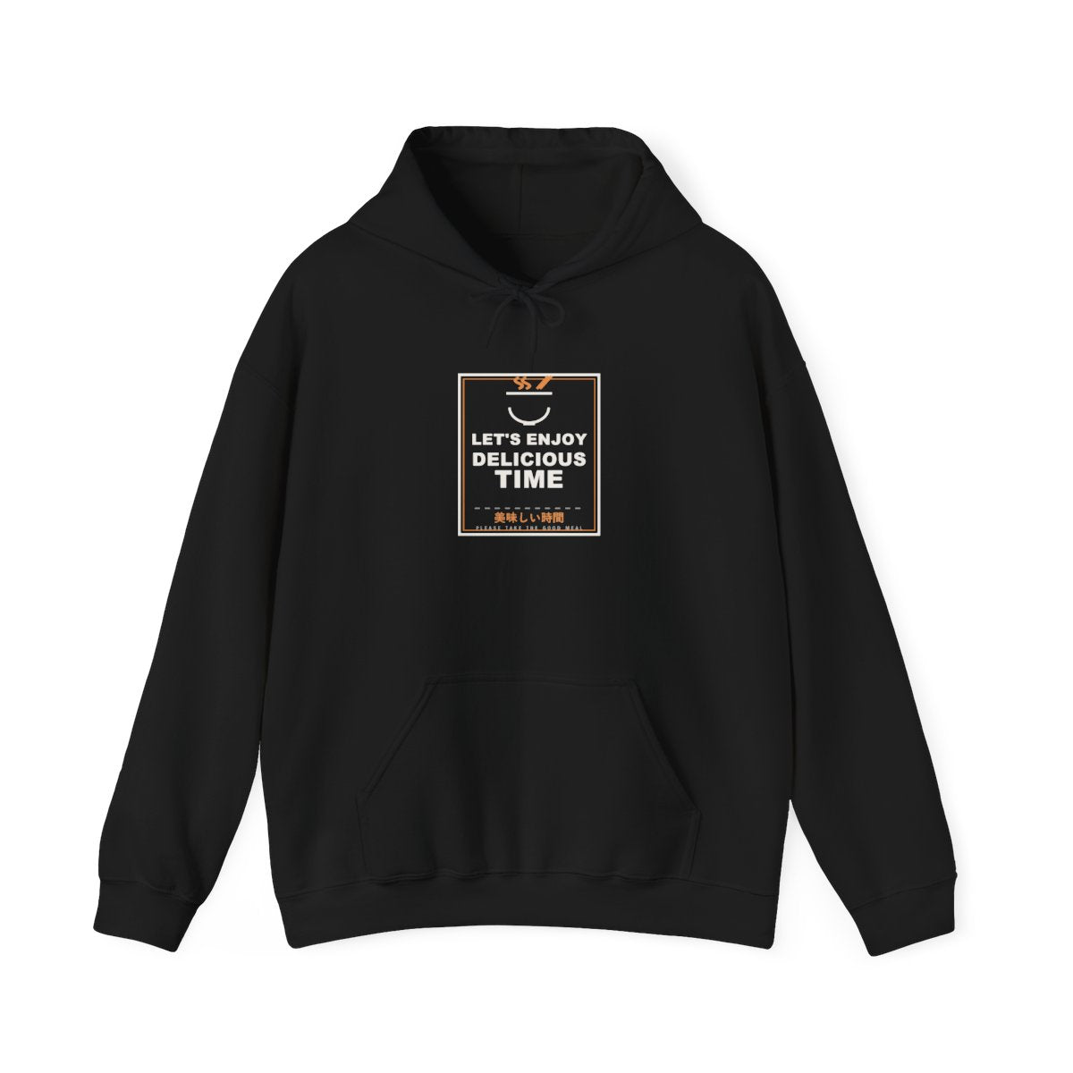 Let's Enjoy Delicious Time Funny Anime Hoodie in Black
