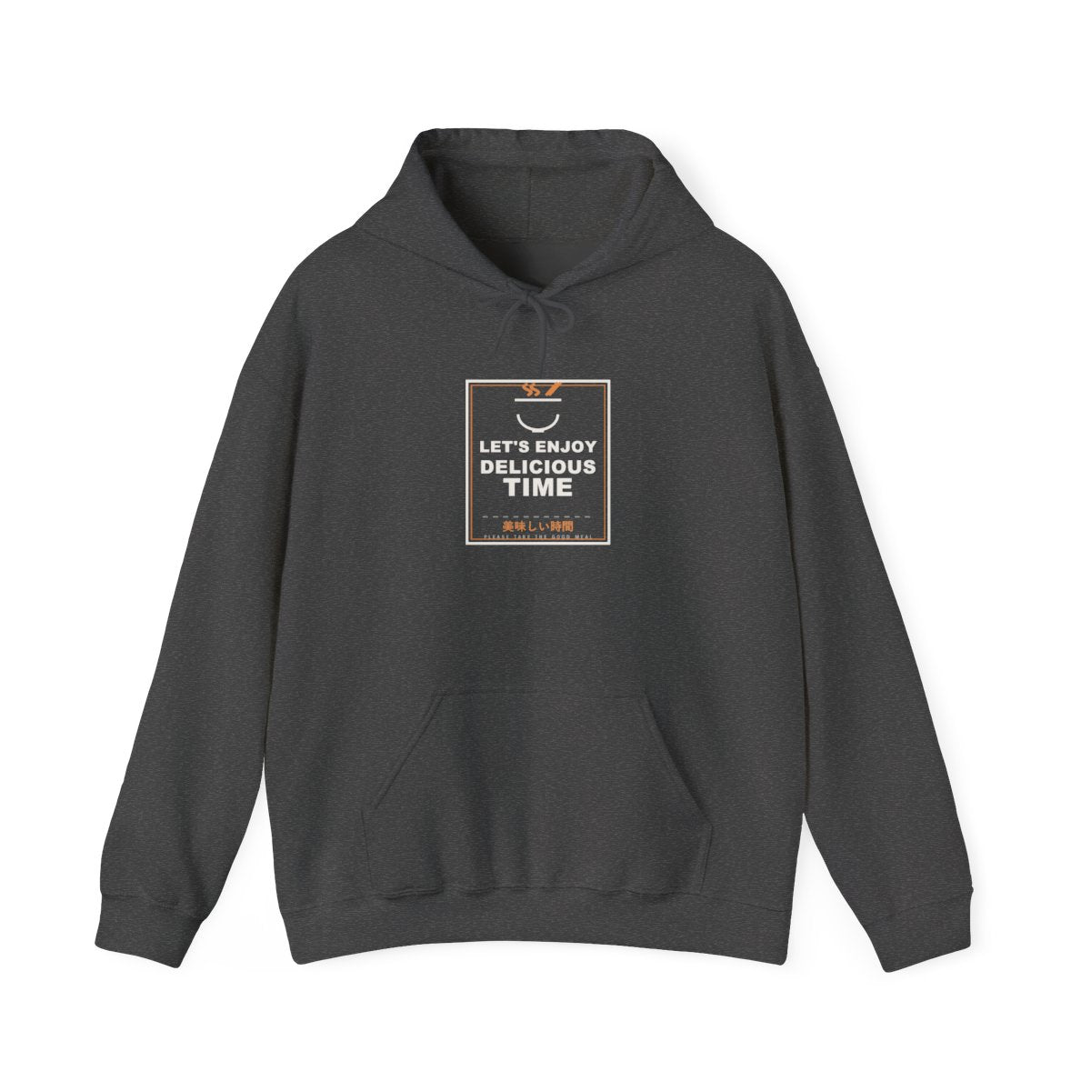 Let's Enjoy Delicious Time Funny Anime Hoodie in Dark Heather