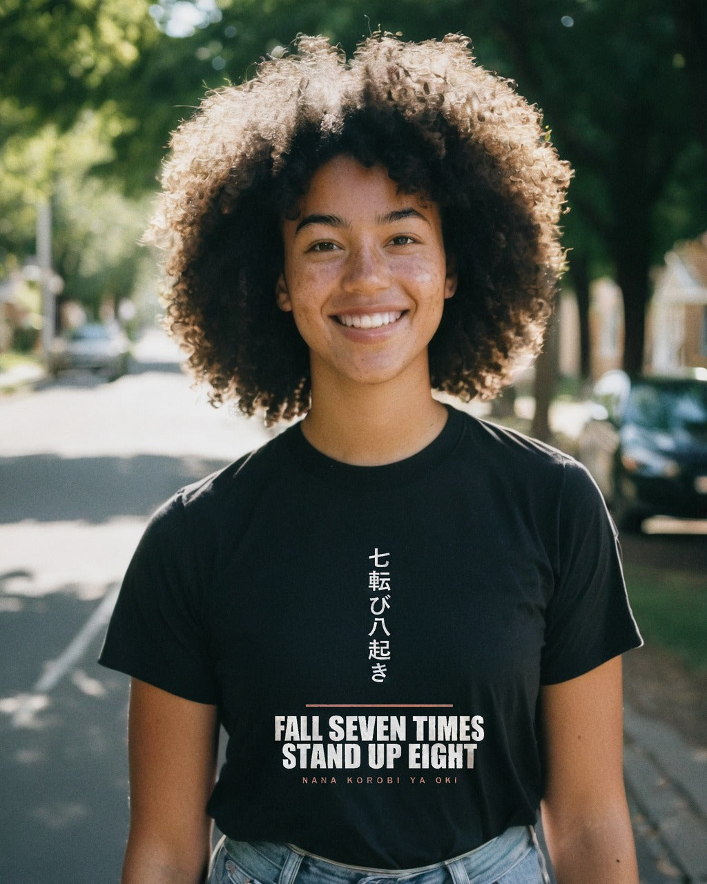 Fall Seven Times Anime T-Shirt - original anime design, view 1