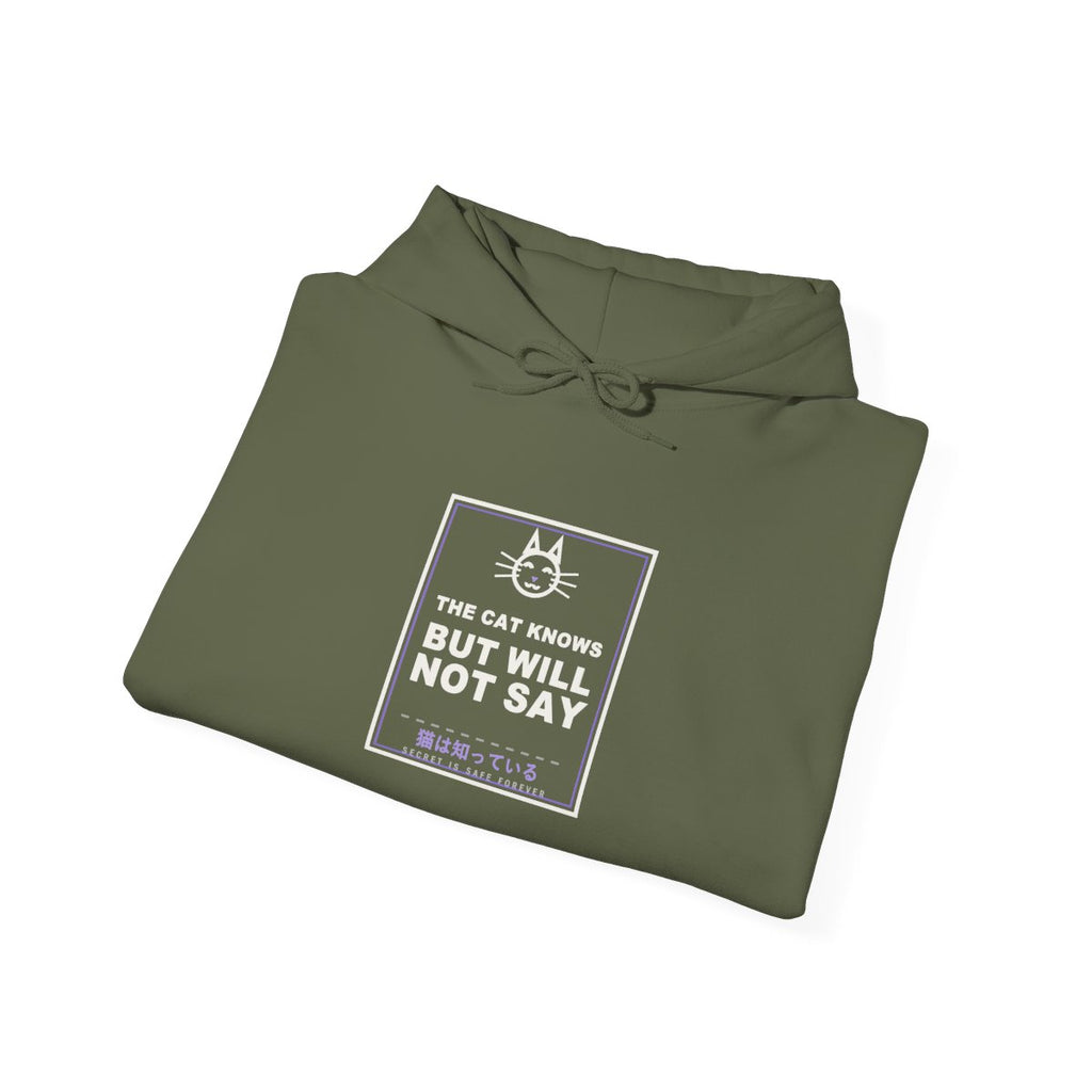 The Cat Knows But Will Not Say Funny Anime Hoodie - original anime design, view 9