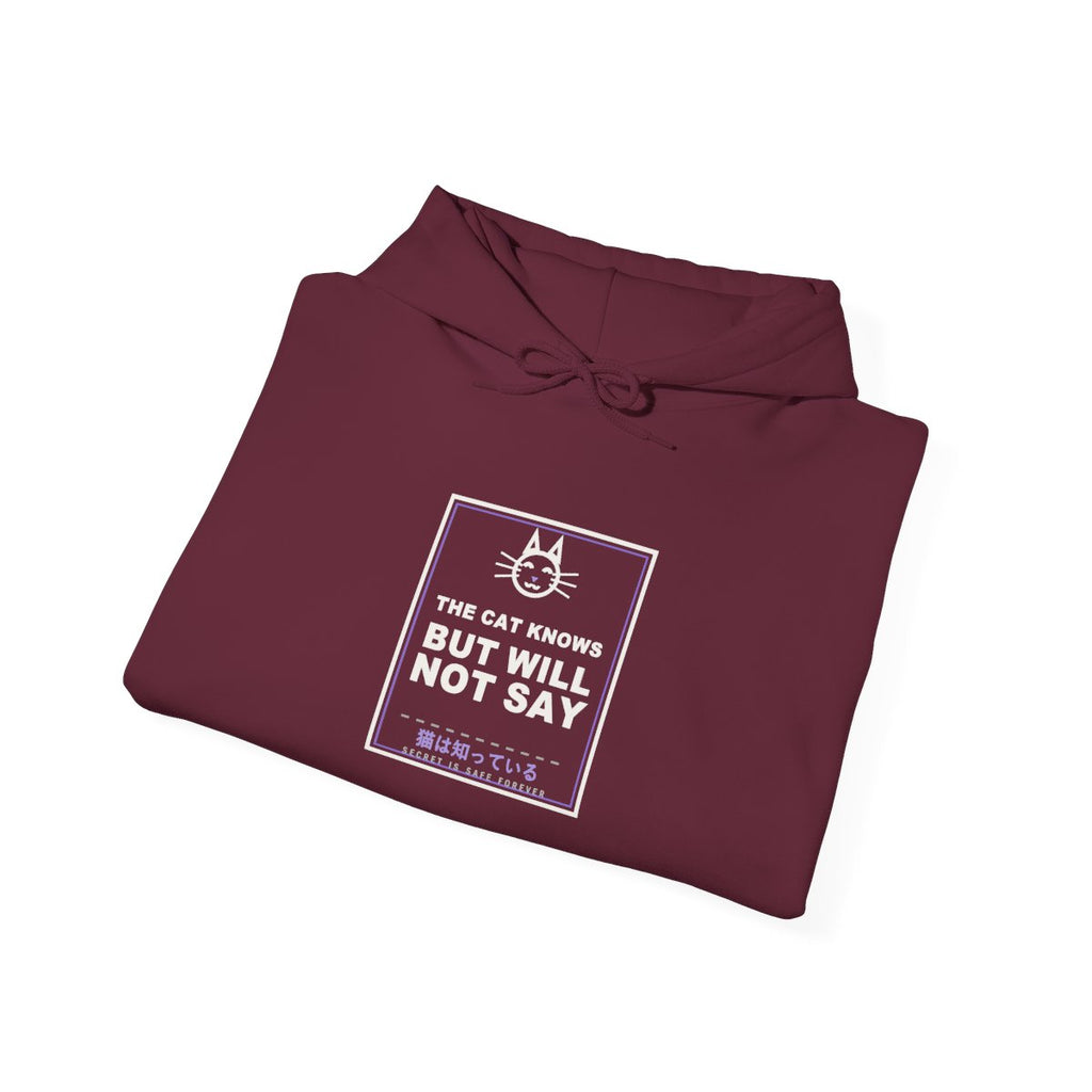 The Cat Knows But Will Not Say Funny Anime Hoodie - original anime design, view 6
