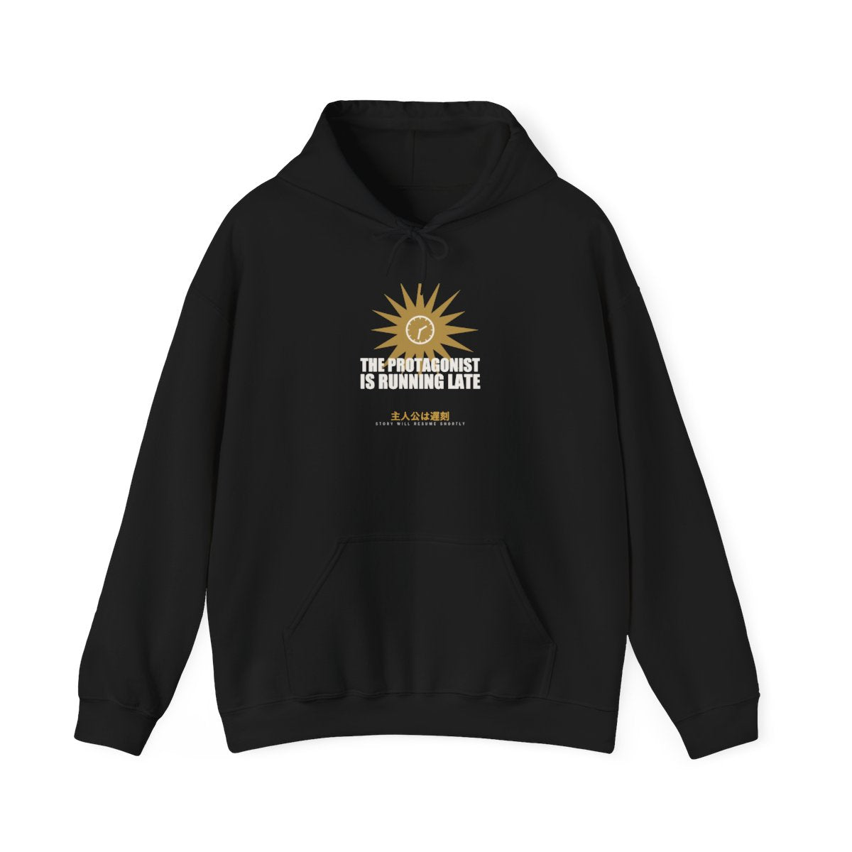 The Protagonist Is Running Late Funny Anime Hoodie in Black